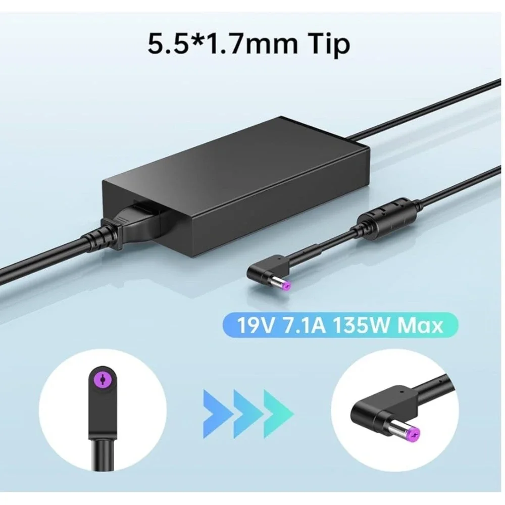DONGERDI 135W Laptop AC Power Adapter‎ Charger 19V 7.1A 5.5x1.7mm Tip